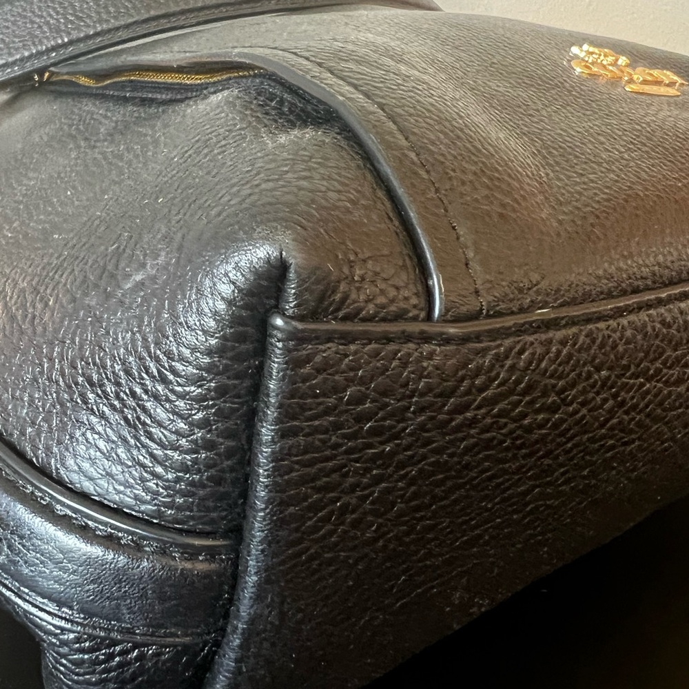 Coach Marlon Black Leather Hobo Shoulder Bag Purse with Gold Accents *Like New - Picture 11 of 15